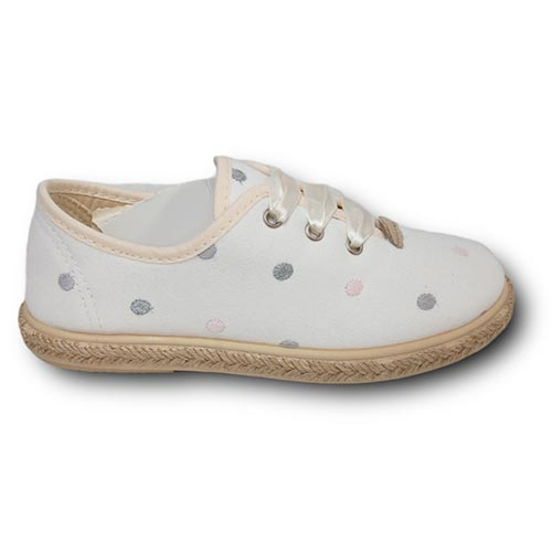 Vulpeques Zapatilla Lona Niña 1000-R BLANCO-LUNARES CORDONETS - Imagen 2