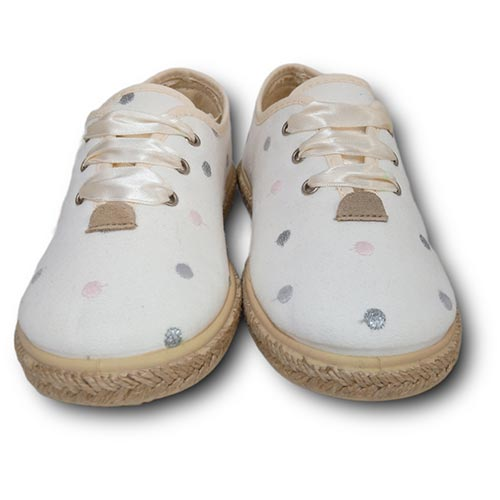 Vulpeques Zapatilla Lona Niña 1000-R BLANCO-LUNARES CORDONETS - Imagen 3