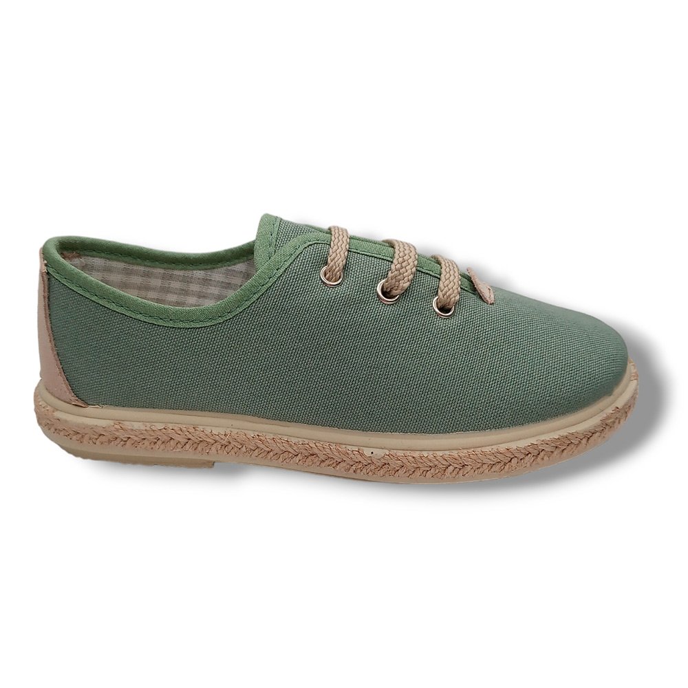 Vulpeques Zapatilla Lino Niño 1000-PS VERDE CORDONETS - Imagen 2