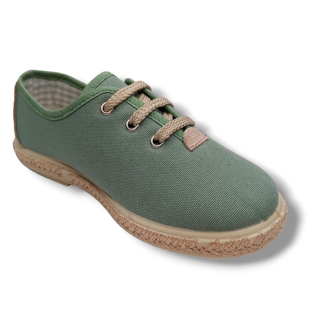 Vulpeques Zapatilla Lino Niño 1000-PS VERDE CORDONETS - Imagen 3