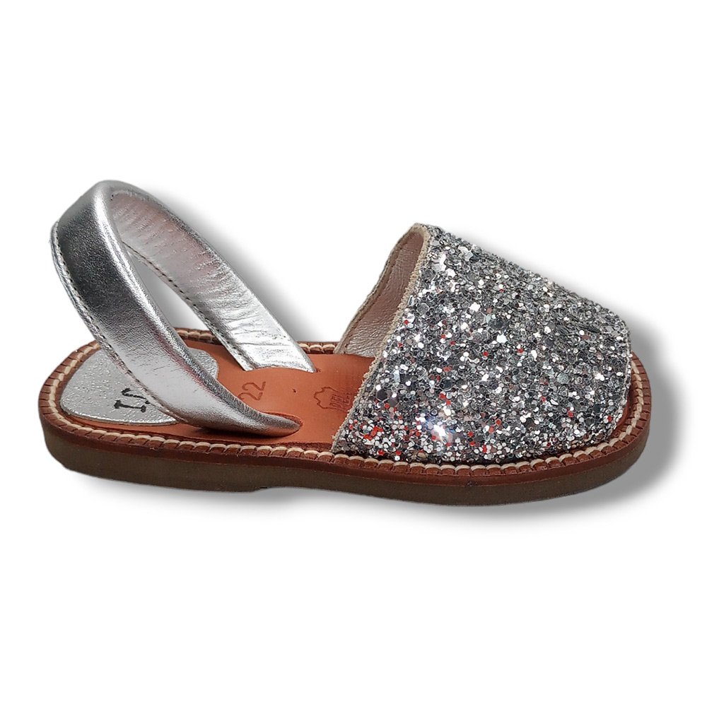 Sandalia ILLA L´AVARCA Abierta Menorquina Ibicenca 2701 GLITTER PLATA CORDONETS - Imagen 2