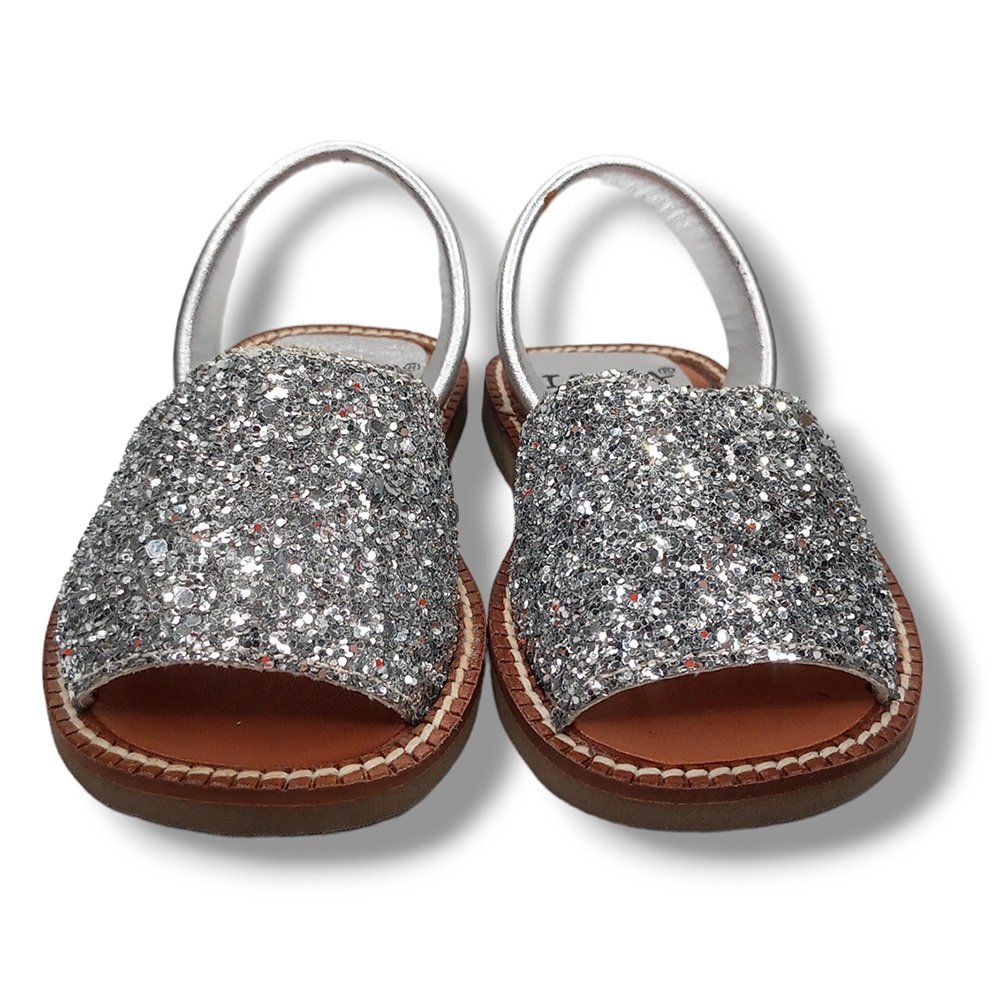 Sandalia ILLA L´AVARCA Abierta Menorquina Ibicenca 2701 GLITTER PLATA CORDONETS - Imagen 4