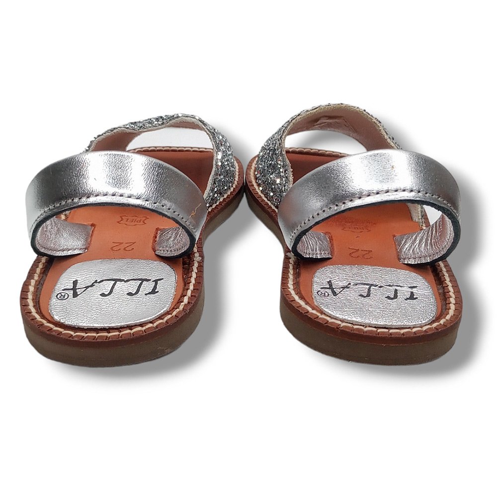 Sandalia ILLA L´AVARCA Abierta Menorquina Ibicenca 2701 GLITTER PLATA CORDONETS - Imagen 5