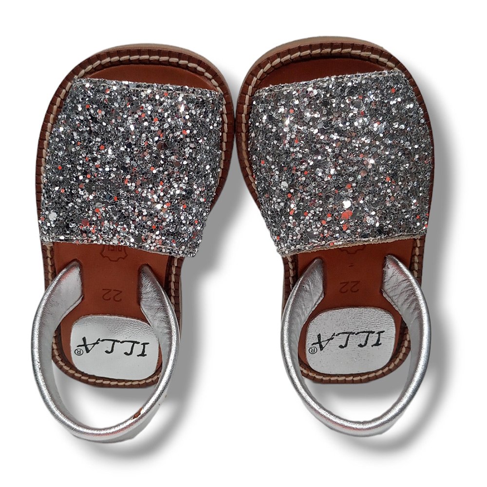 Sandalia ILLA L´AVARCA Abierta Menorquina Ibicenca 2701 GLITTER PLATA CORDONETS - Imagen 6